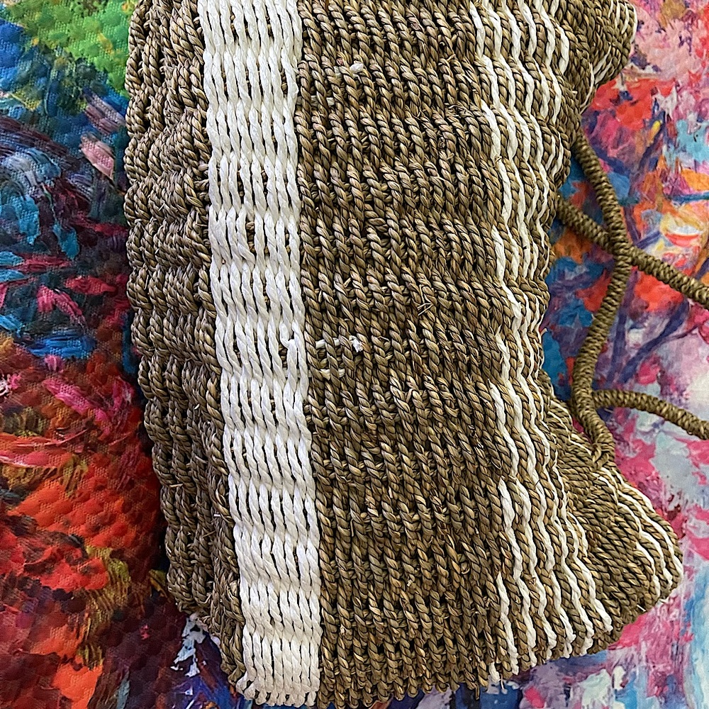 Summer Tote 15 x 12 New w/o Tags. Beautiful white and tan woven tote